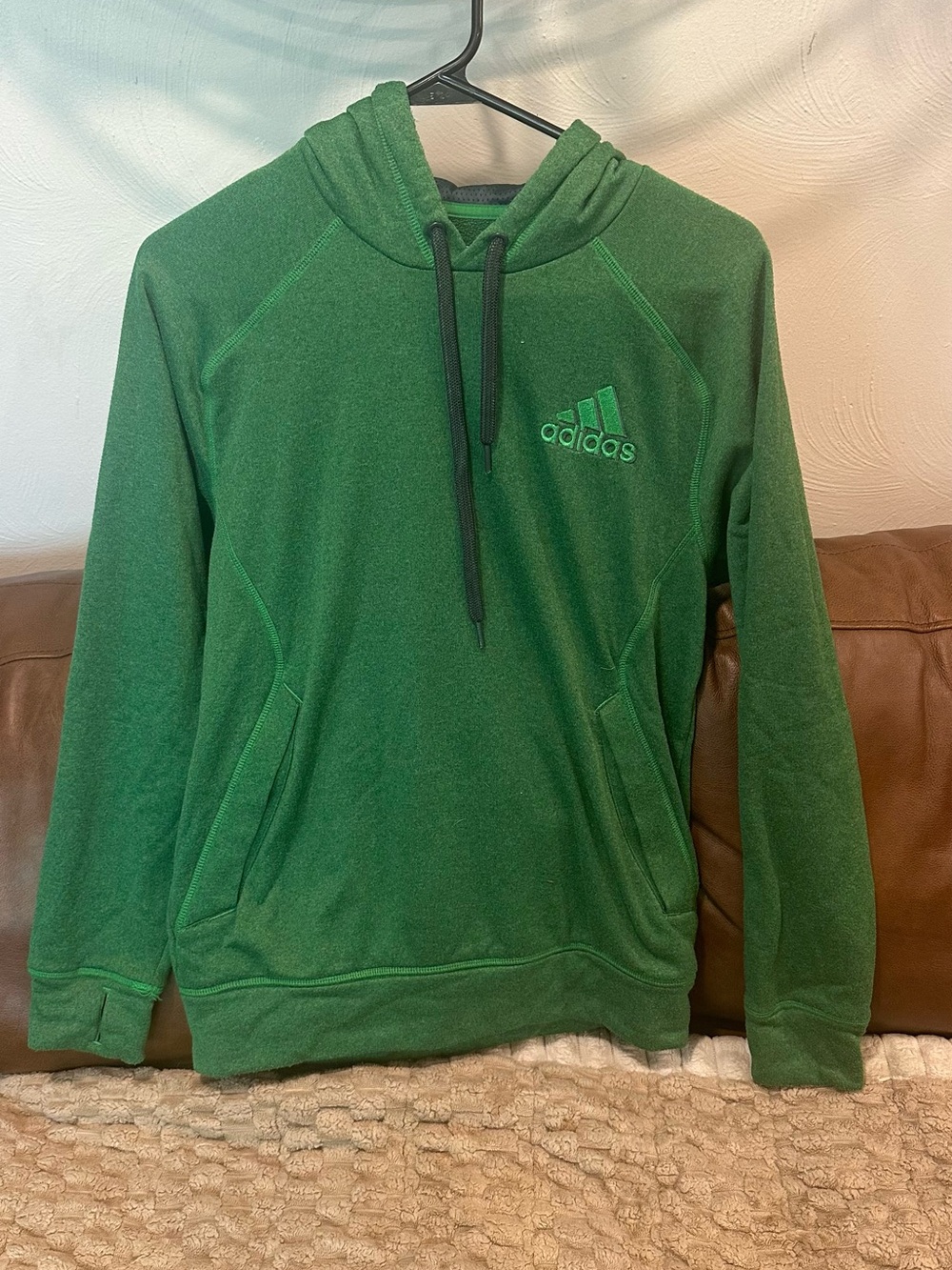 adidas Men's Green Crewneck Pullover Hoodie